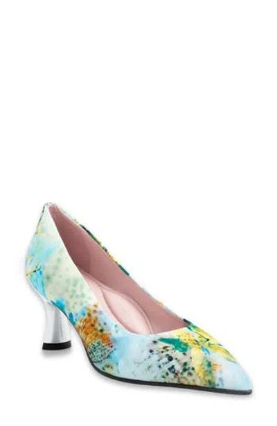 Naot Margot Pointed Toe Pump In Blue Floral Print