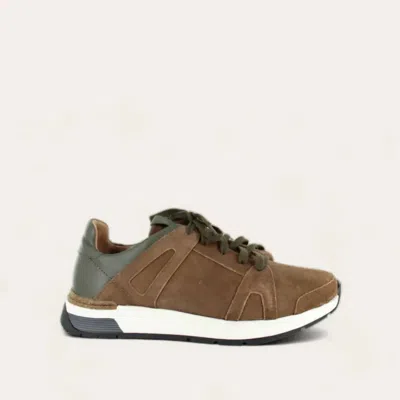 Naot Men Magnify Sneakers In Antique Brown/suede Green