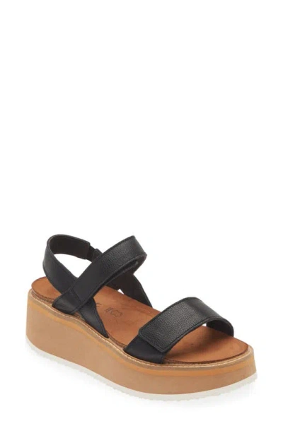 Naot Meringue Wedge Sandal In Soft Black Leather