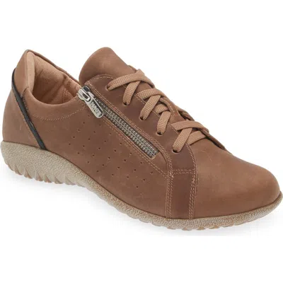 Naot Moko Zip Sneaker In Bark Nubuck/black Leather