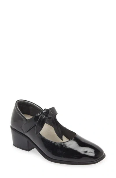 Naot Nobility Mary Jane Pump In Black Crinkle Patent Leather