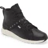 Naot Oxygen Crystal Strap High Top Sneaker In Soft Black Leather