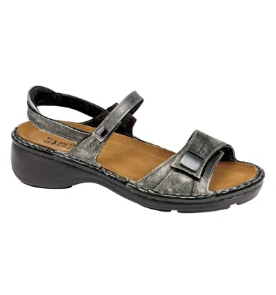 Naot Papaya Sandal In Metal Leather In Grey