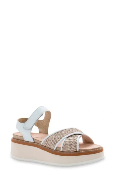 Naot Pavlova Platform Sandal In White Leather/sand Raffia