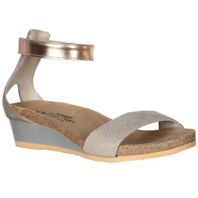 Naot Pixie Sandal Women's 4 Beige Lizard Leather Ankle Strap Wedge Heel Zpo1010 In Multi