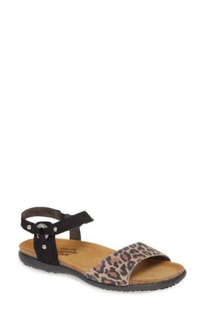 Naot Sabrina Sandal In Cheetah Suede/black Leather