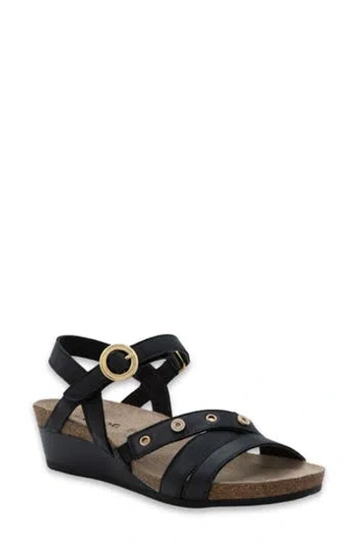 Naot Sparkle Wedge Sandal In Jet Black Leather