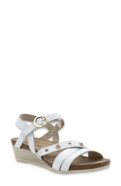 Naot Sparkle Wedge Sandal In White Leather