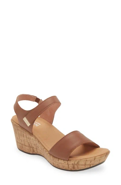 Naot Summer Platform Wedge Sandal In Caramel Leather