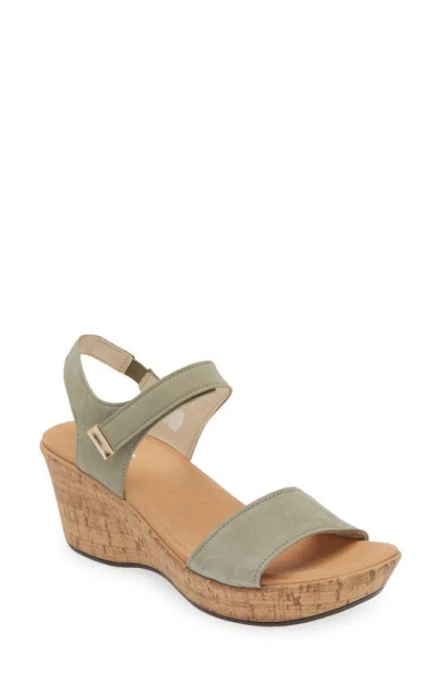 Naot Summer Platform Wedge Sandal In Sage Nubuck