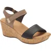 Naot Summer Platform Wedge Sandal In Soft Black/soft Stone Leather