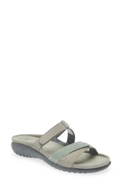 Naot Tariana Slide Sandal In Light Gray/teal Linen