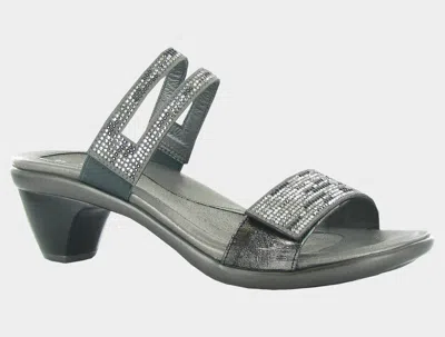 Naot Temper Double-strap Sandal In Metallic Onyx Leather/gray/black Multi Rivets
