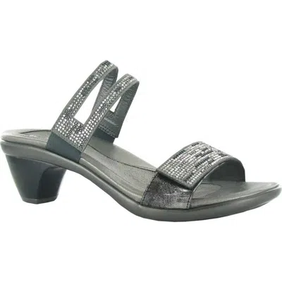 Naot Temper Slide Sandal In Metallic Onyx Leather/gray/black Multi Rivets