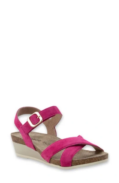 Naot Throne Wedge Sandal In Fuchsia Suede