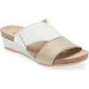 Naot Tiara Wedge Sandal In Soft Beige/soft White Leather