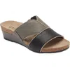 Naot Tiara Wedge Sandal In Soft Black/foggy Grey Leather