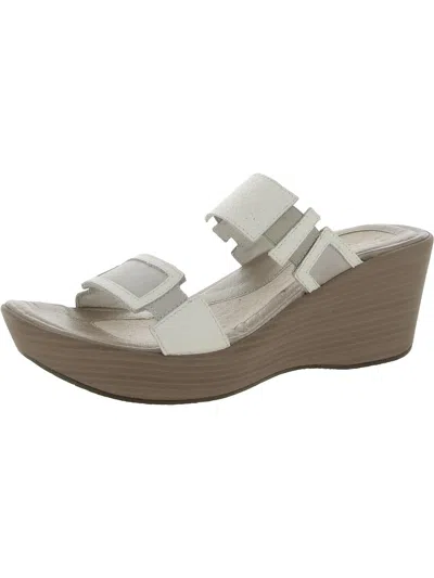 Naot Treasure Womens Faux Leather Slip On Wedge Sandals In White