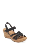 Naot Tropical Platform Wedge Sandal In Soft Black Leather