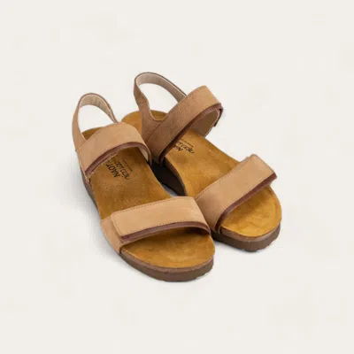 Naot Women's Aisha Sandals In Nude Nubuck/ Saddle Brown Leather In Multi