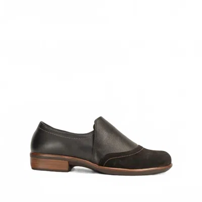 Naot Women's Angin Soft Leather Oily Coal Shoes In Black Velvet Nubuck In Multi