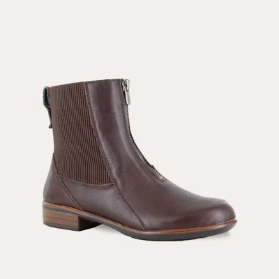 Naot Women's Bora Front Zip Boots - Medium In Cordovan Leather