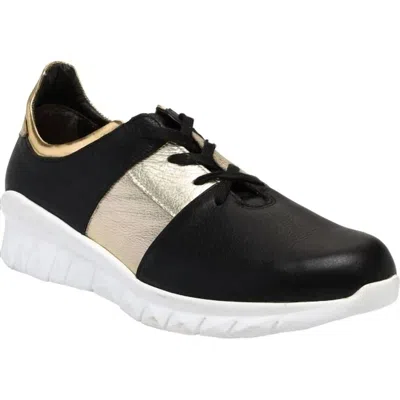 Naot Women's Buzz Sneakers - Medium In Soft Black /radiant Gold