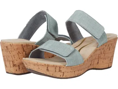 Naot Women Caveran Wedge Sandal In Teal Linen Leather In Multi
