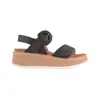 Naot Women's Crepe Leather Sandal In Soft Black Leather, Camel Sole In Multi