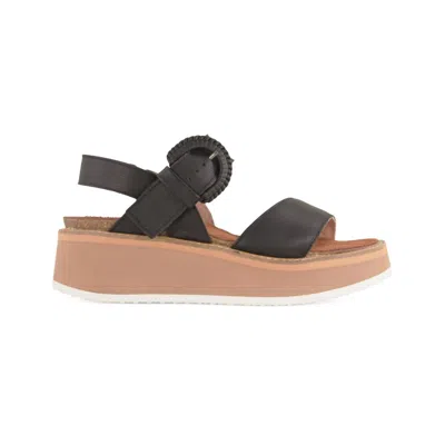 Naot Women's Crepe Leather Sandal In Soft Black Leather, Camel Sole In Multi