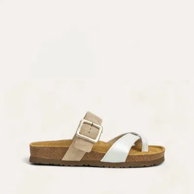 Naot Women's Fresno Sandal In White Pearl Leather,sandstone Sued In Multi