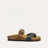 Naot Women's Fresno Toe Loop Slide Sandal In Soft Ink Leather/antique Brown In Multi