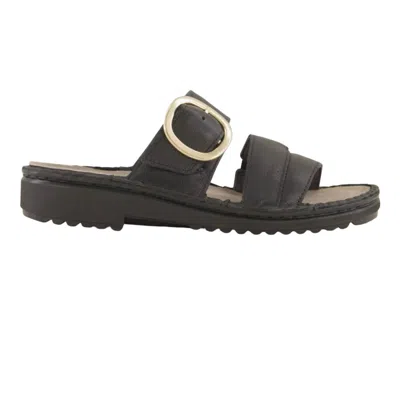 Naot Women's Frey Slide Sandal In Soft Black Leather In Multi