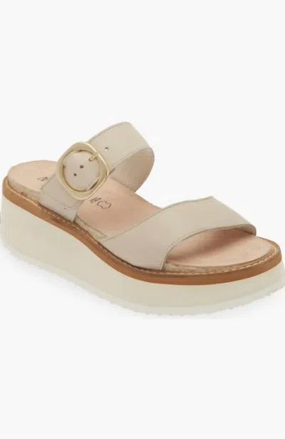 NAOT WOMEN'S HALVAH PLATFORM WEDGE SANDAL IN SOFT IVORY LEATHER