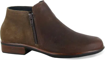 Naot Women's Helm Ankle Bootie In Cognac Antique Brown Suede