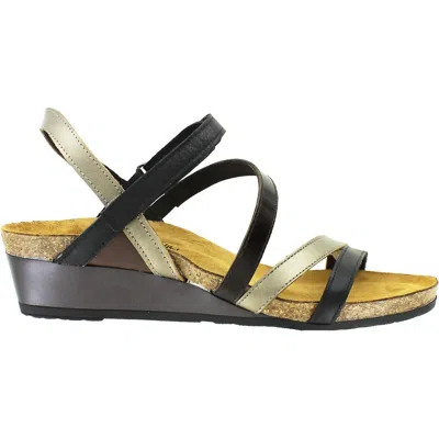 Naot Women's Hero Wedge Heel Sandal In Black/pewter/walnut In Multi