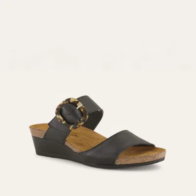 Naot Women's Kingdom Sandal In Soft Black Leather/oily Midnight Suede