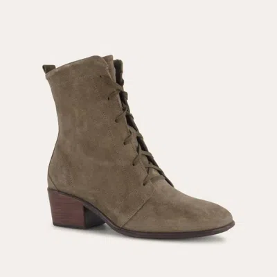 Naot Women's Majesty Tie Boots - Medium In Oily Olive Suede
