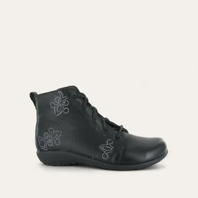 Naot Women's Manga Lace Up Bootie In Soft Black Leather In Multi