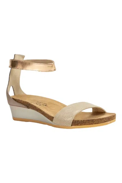 Naot Women's Pixie Sandal In Beige Lizard/silver Threads/rose Gold In Multi