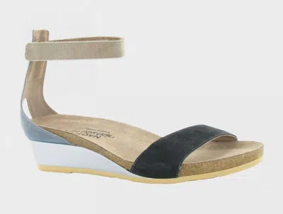 Naot Women's Pixie Wedge Sandal In Black/suede/slate/khaki In Multi