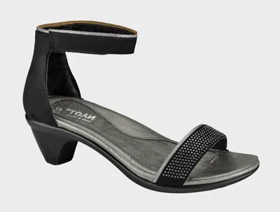 Naot Women's Progress Velvet Metal Rivets Ankle Strap Sandal In Black
