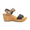 Naot Women's Summer Backstrap Wedge Sandal In Soft Black Leather Soft Stone In Multi