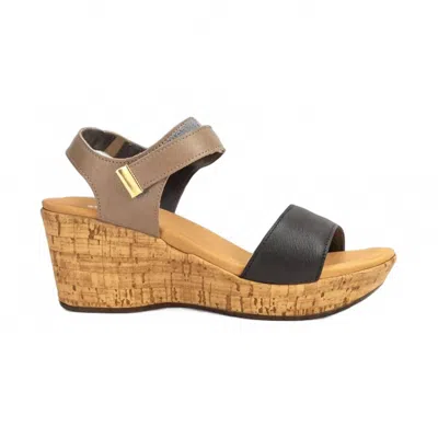 Naot Women's Summer Backstrap Wedge Sandal In Soft Black Leather Soft Stone In Multi