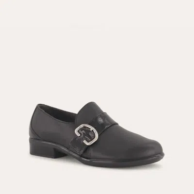 Naot Women's Viscol Buckle Loafers - Medium In Jet Black Leather / Crinkle Black