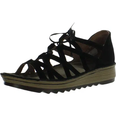 Naot Yarrow Womens Velvet Open Toe Wedge Sandals In Black