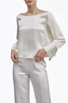 Nap Slashed Cuff Silk Top In Ivory In Multi