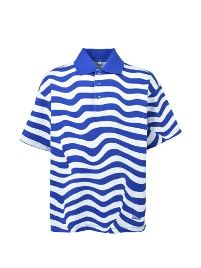 Napa By Martine Rose Ego Ss Striped Polo Shirt In Blue