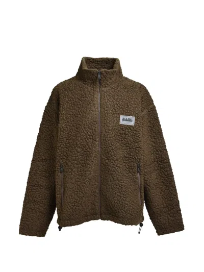 Napa By Martine Rose Fleece Zip-up Jacket In Brown