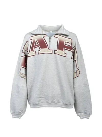 Napa By Martine Rose Graphic-print Half-zip Sweater In Grey